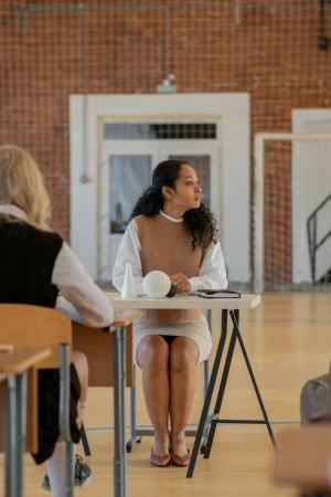 Woman hosting workshop